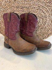 Durango DBT0222TS Kids Western Boots Briar Brown Brick Red Leather US 12M