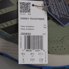 Adidas Terrex Tracefinder J Trail Running Sneakers Kids Size 5 Green Blue JS0850