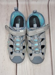 Sperry Top-sider Wet Tech Fish Leather Sport Sandals Big Kids Size 1W Gray Blue