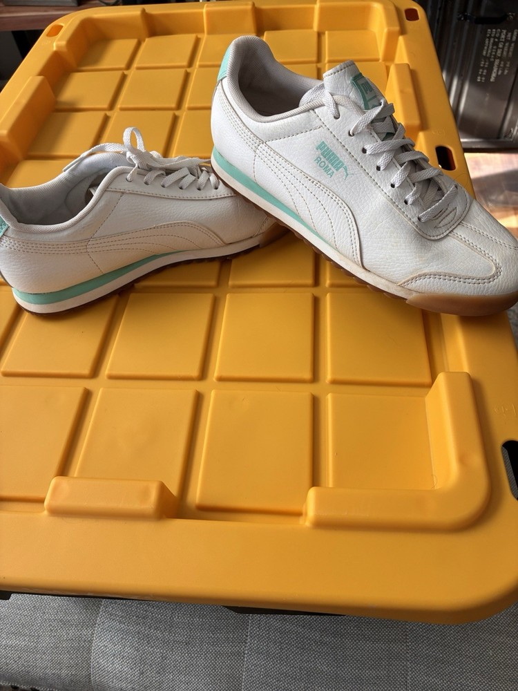 PUMA Roma 364544-04 White Mint Green Unisex Kids Sneakers 7C