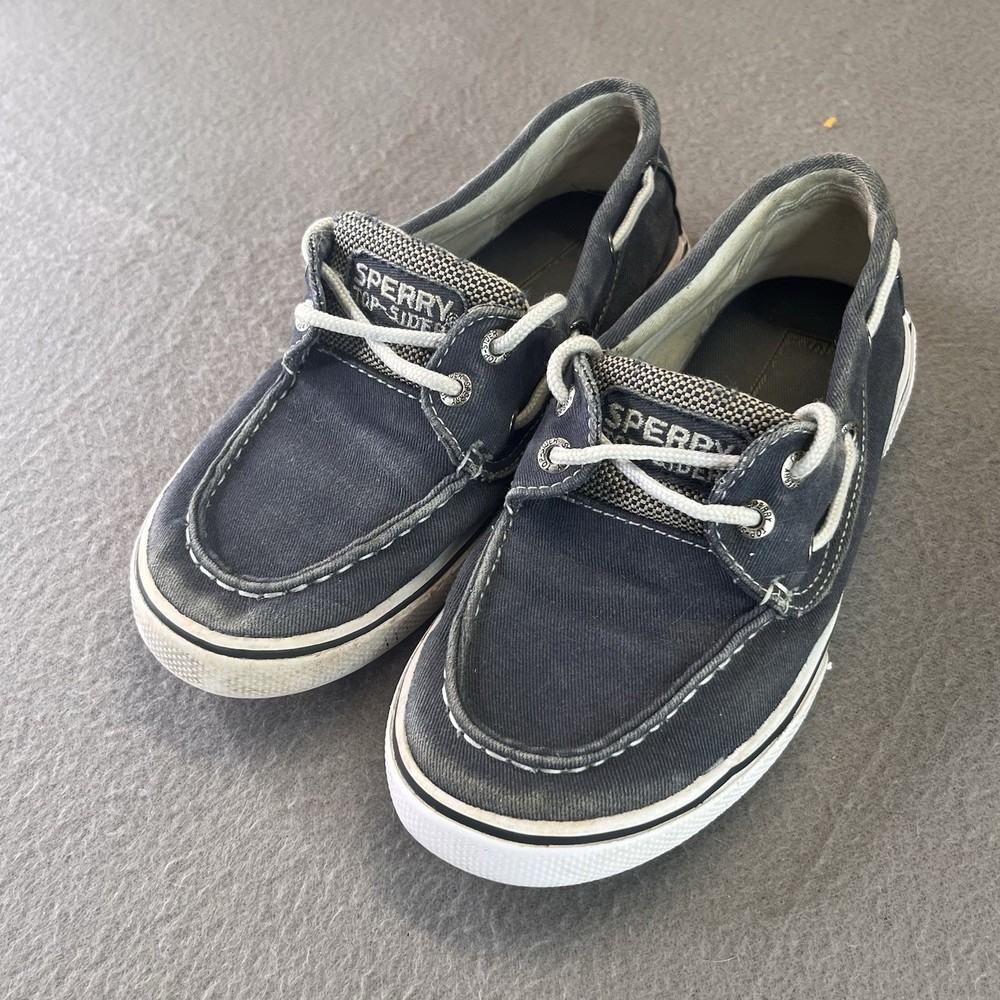 Sperry Halyard Top Sider Navy Blue Canvas Loafer Boat Shoes Size 13.5 Youth Kids