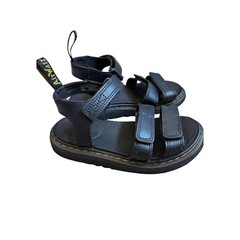 Dr. Martens Junior Klaire Leather Strap Sandals Kids Sz 13 Black Hook and Loop