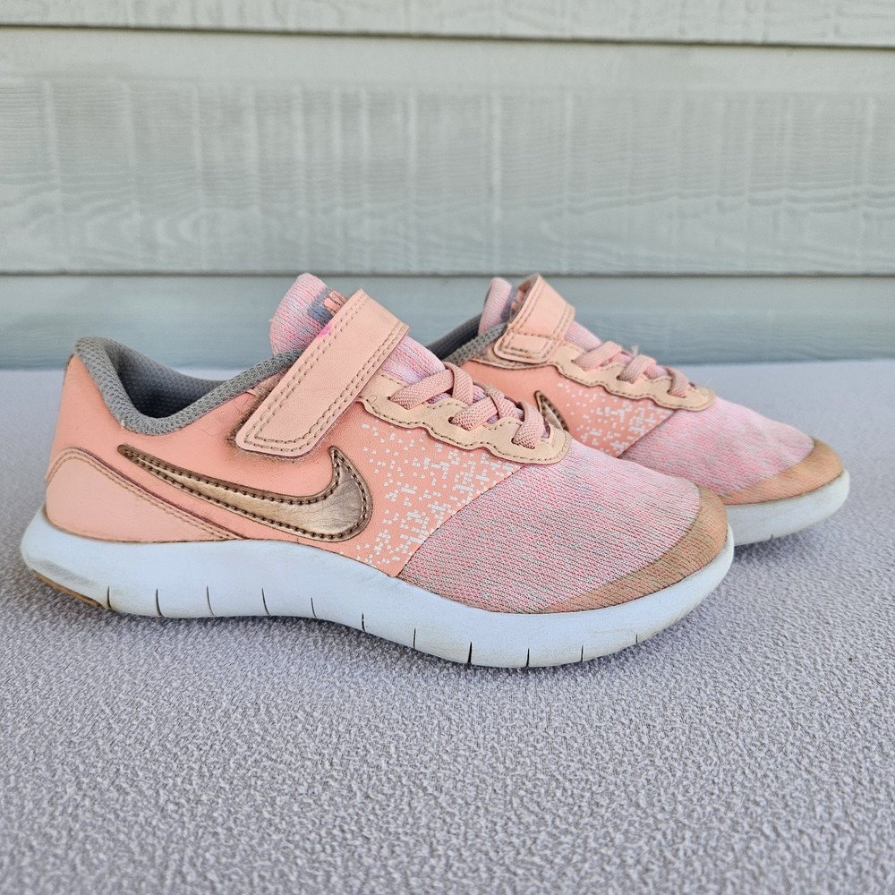 Nike Flex Contact TDV Hook & Loop Sneaker SZ 1Y Pink Rose Gold 917938-600