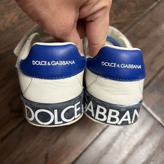 Authentic Dolce & Gabbana white and blue leather kids sneakers