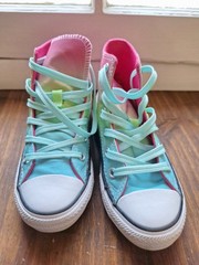 Converse Chuck Taylor All Star High Top Ombre Pink Teal Rainbow 12 Youth Kids