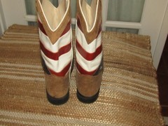 Patriotic USA Old West Cowboy Boots Stars & Stripes Leather Upper Youth size 4