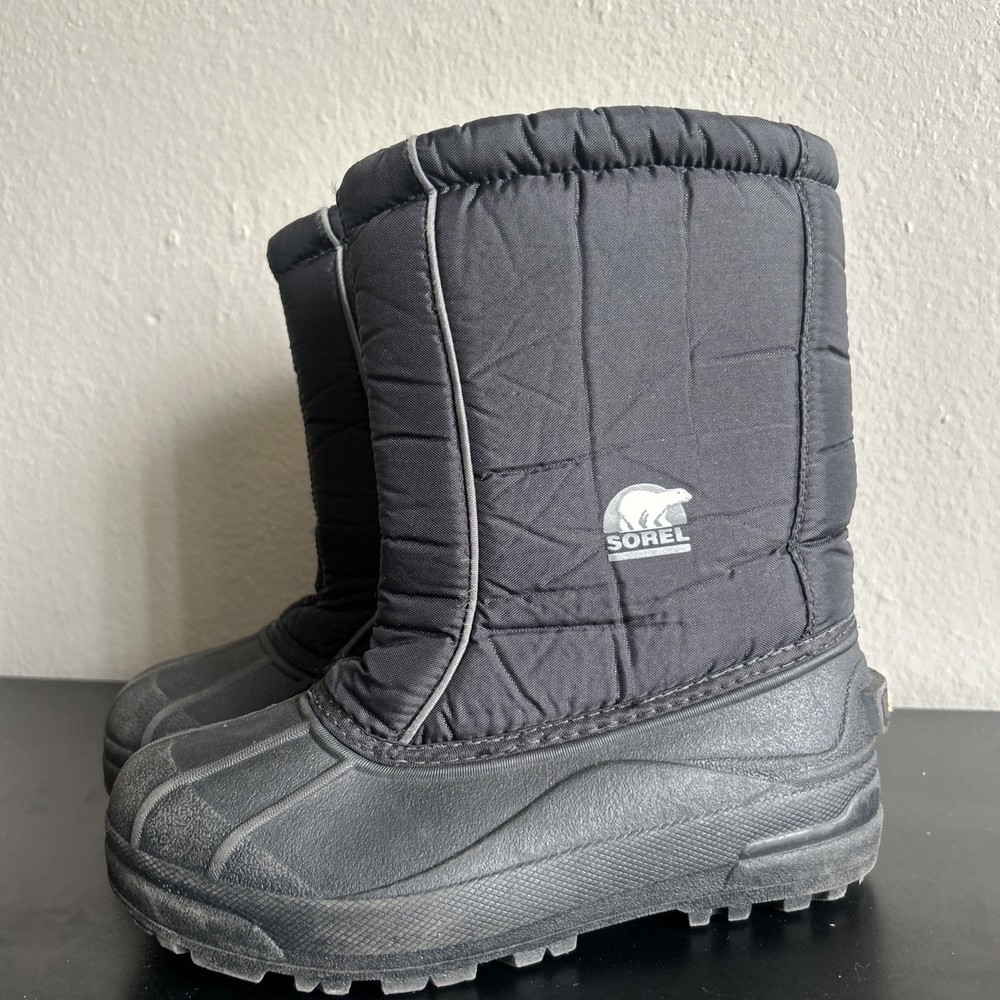 Sorel Black Fabric Snow Command Pull-On Boots Kids 5