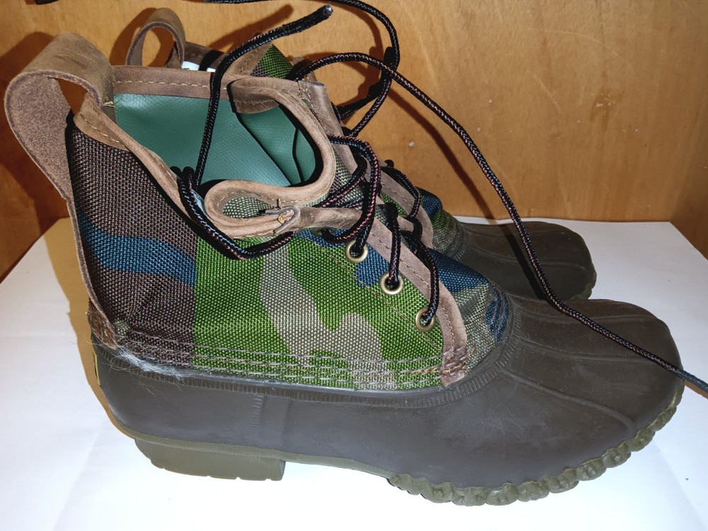 LL Bean Boots Camo Lace Up Unlined Hunting Duck Outdoor Kids Sz 5 Camouflage