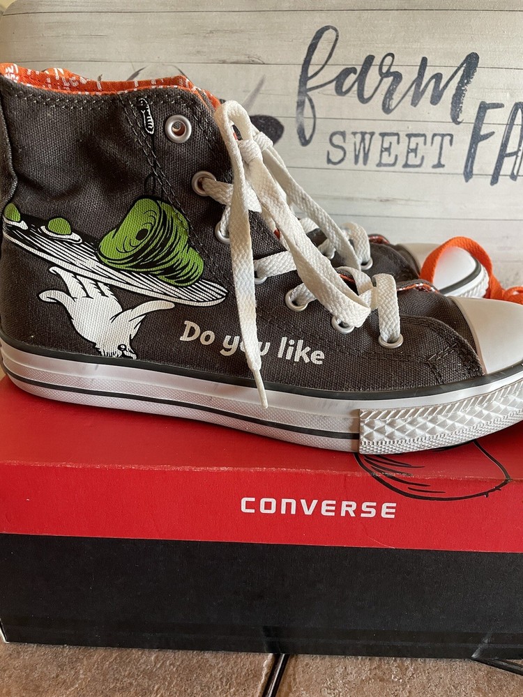 Converse Dr. Seuss green eggs & ham HTF EUC size 4 big kids/Compares to Womens 6