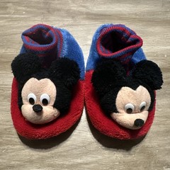 Vintage 80’s Disney Mickey Mouse House Shoes Slippers Blue And Red Size 9-10