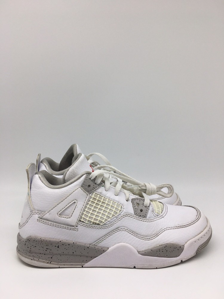 Nike Air Jordan 4 Retro Cement White Oreo PS Pre School Size 2 Youth Used