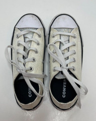 CONVERSE All Star White Glitter/Sparkle Canvas Shoe Size 1 Youth-Pre Owned