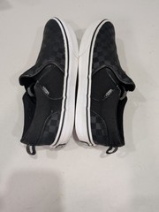 Vans Boy’s Big Kids) Asher Checker Black Slip On Skate Shoes-Size 6