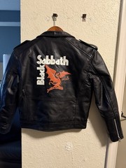 Leather Jacket Motor Cycles Kids Black real leather size(L)