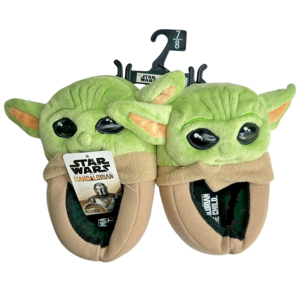 Star Wars Mandalorian Grogu Boys Slippers Size 7/8 Full Body Baby Yoda