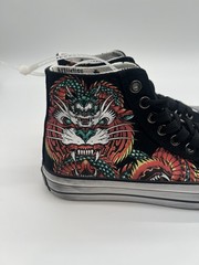 KIDS Affliction Flame & Fable Hi Top Canvas Sneakers Black Red Yellow Unisex