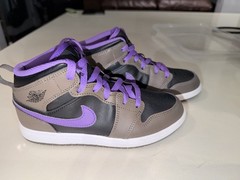 Jordan Air Jordan 1 Mid GS Leather Colorblock Purple/Gray/Black 2Y DQ8424-215