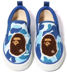 A BATHING APE BAPE Blue ABC Camo Ape Head Slip On Kids Shoe US sz 1 PS 20cm $165