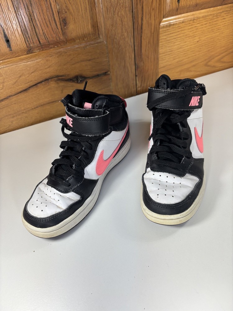 Size 1Y Nike Court Borough Mid 2 Sneakers Black, Pulse, White