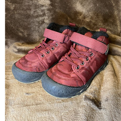 Grace Kids Camouflage Ankle Boots Red Black Faux Fur Lined Lace Up EU 31