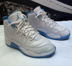 Jordan Air Jordan 12 Kids White/Blue Mid Top Sneakers 3Y 151186-112