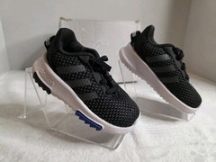 Adidas Kids Black and White Sneakers with Blue Detail, Infant Size 5