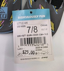 REEF SANDALS TODDLER SIZE 7/8 LITTLE AHI LIGHTNING BOLT SLINGBACK NEW WITH TAGS