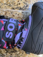 Sorel Purple/Black Geometric Commander Print Faux Fur Trim Snow Boots Child 9