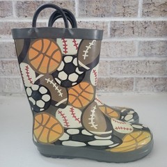 Kids Rain Boots, Waterproof Boots with Easy-on Handles Size 2Y