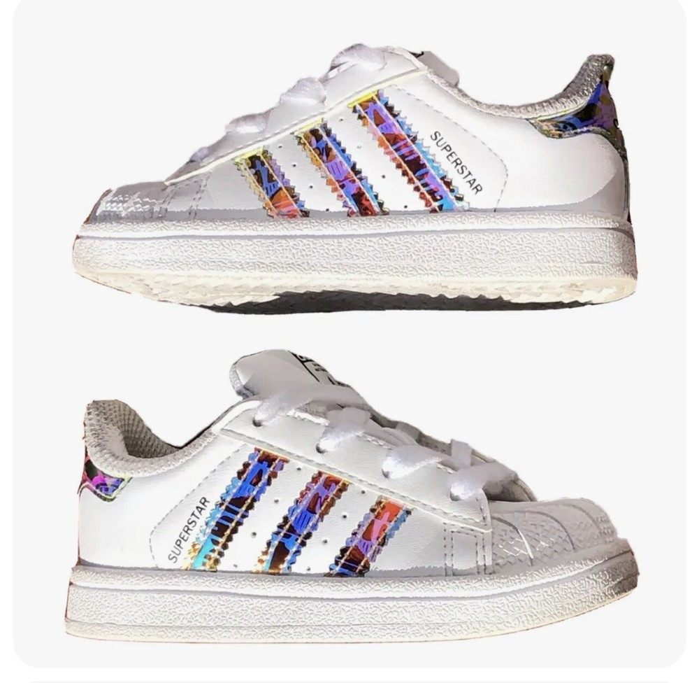 Adidas Superstar Shell Toe Holographic Metallic Baby Shoes Toddler Sneakers 6K
