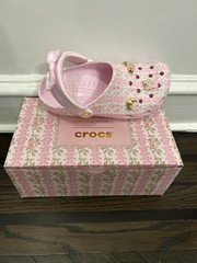 Crocs x LoveShackFancy Clogs Kids Size J6 -Girls Pink Classic Clogs With Charms