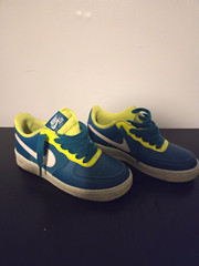 Nike Air Force 1 Low Top Unisex Kids Sneakers US 5.5 Blue/Yellow/White