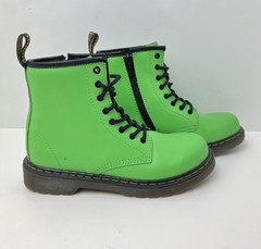 Dr. Martens Delaney T Lamper Slime Green Black Lace Up Side Zip Boots Kid Size 3