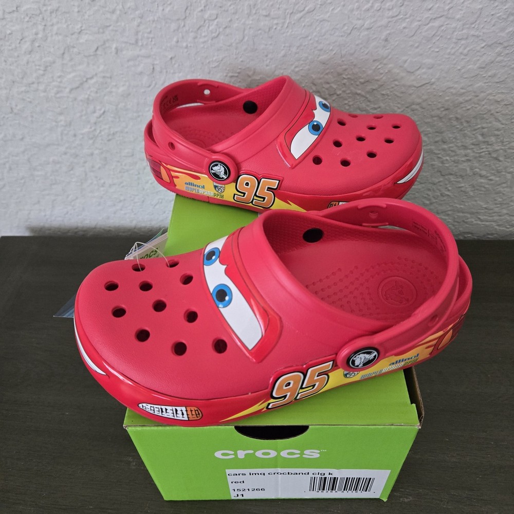 Crocs Classic Clog Lighting McQueen Size J1 Kids 209381-610 NEW With Tags