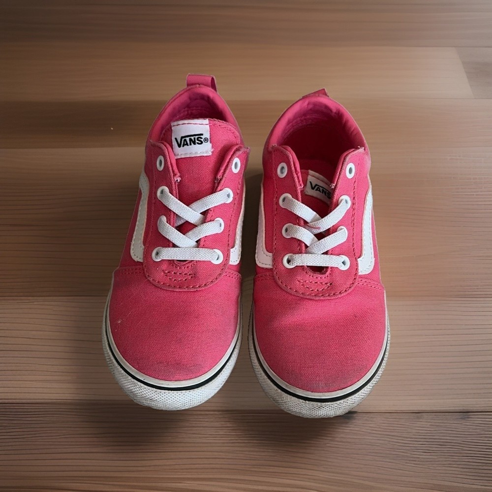 VANS Old Skool Unisex Kids Pink/White Canvas Low Top Lace-Up Sneaker 10