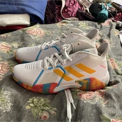 adidas Unisex White Multicolor Mid Top Athletic Shoes Lace Up