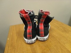 BLACK & RED PLAID CONVERSE ALLSTAR CHUCK TAYLOR SNEAKERS ATHLETIC SHOES JUNIOR 1