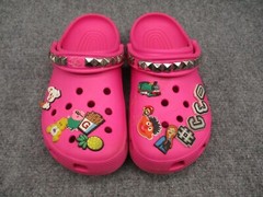 Crocs Classic Clogs Pink Junior 6 Comfort Rubber Shoe Waterproof Jibbetz Girls 6