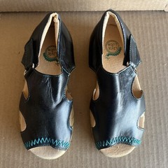Livie & Luca Shoes Sandals Dino Black Leather Blue Stitch 12 Unisex