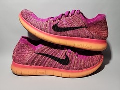 Nike Free RN Flyknit Shoes Youth 5Y Pink Running Athletic Sneakers 834363-601