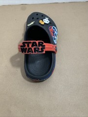 Star Wars Black Crocs Size Junior 3 with 6 Marvel Jibbitz Red Strap TIE Fighter