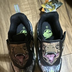 Jurassic World T-Rex LED Light-Up Hook & Loop Camo Sneakers Kids US 10 EU 27.5