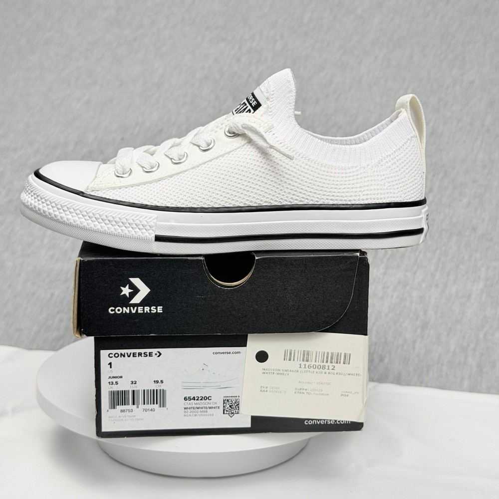 Converse Chuck Taylor All Star Madison Ox White Knit Sneakers 654220C Junior 1