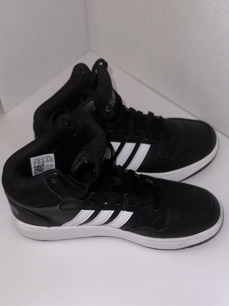 Adidas Hoops Mid 3.0 Core Black/White Sneakers Shoes GW0402 Kids Size 4