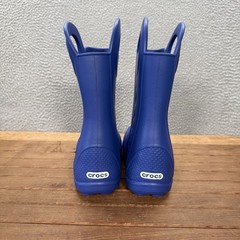 Crocs Boots Kids J3 Blue Handle It Rain Boot Pull On Waterproof Lightweight