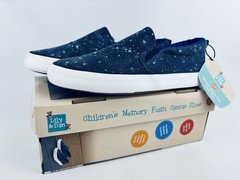 Lily & Dan Galaxy Stars Memory Foam Canvas Slip On 2/3 Kids Sneakers Shoes NWT
