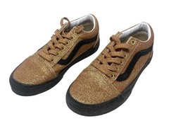 Vans Kids Gold Casual Old Skool Party Glitter Lace Up Size 2.5 Sneakers 508357