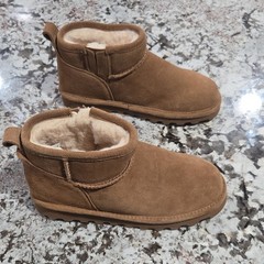 Bearpaw Brown Suede Fur Lined Ankle Bootie Unisex Kids Size 5