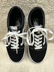 VANS Old Skool Overt Comfy Cush Black/White US Size 2 Youth Unisex NWOB NWOT