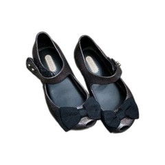 Mini Melissa Ultragirl black glitter bow jelly shoes wedge heel size 8 toddler